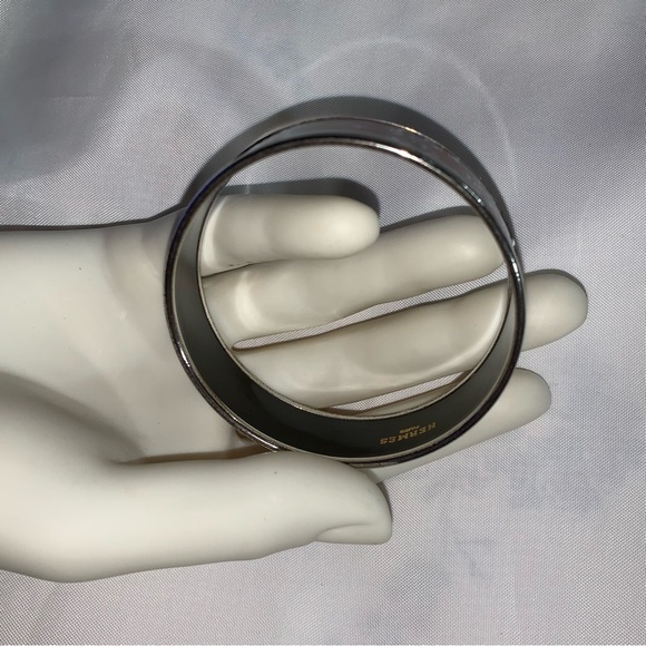 authentic HERMÈS palladium & enamel CUFF size PM - Picture 12 of 13